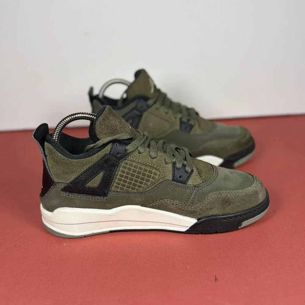 Air Jordan 4 Retro Craft SE Size 1.5 Y PS Athletic Shoes ‘Olive’ (FB9929 200)